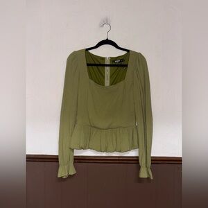 Misguided | Green Peplum Blouse (NWT)